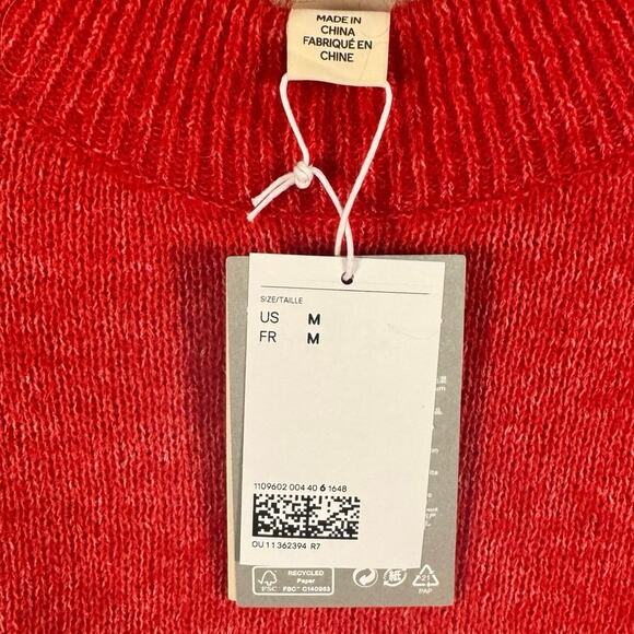 NWT H&M mohair-blend fine-knit sweater Women’s Medium Red - Picture 7 of 8